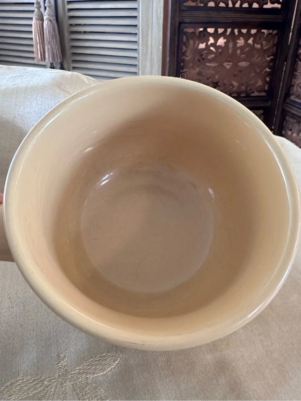 Longaberger Woven Traditions Stoneware Chili / Soup / Chowder Bowl w/ Handle.